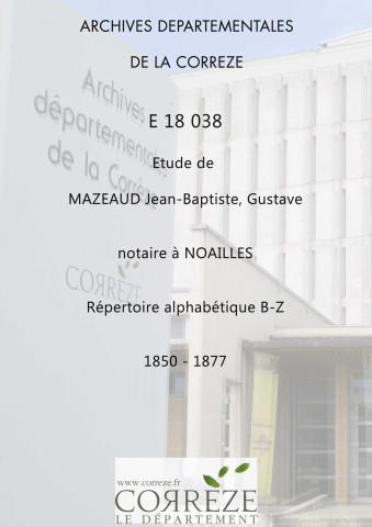 Répertoire alphabétique : B-Z