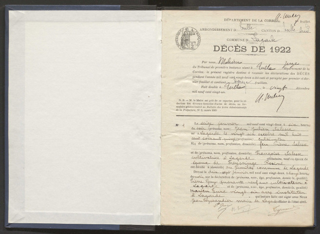 Décès (1922-1932).