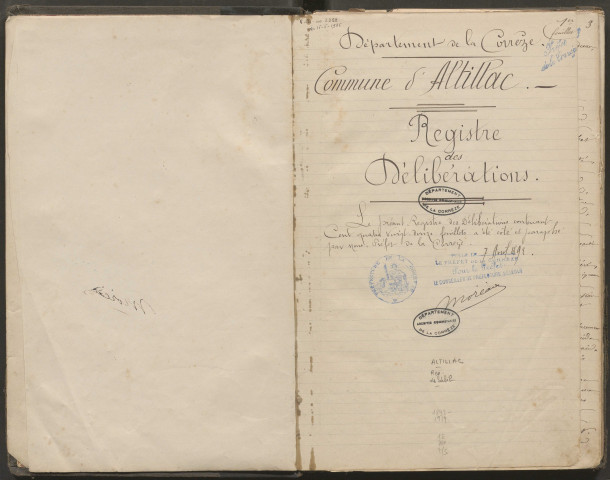 Délibérations du conseil municipal. 10 avril 1892-23 novembre 1919