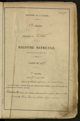 Classe 1898 : matricules 501 à 1000.