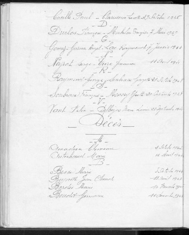 Tables décennales des mariages (1943-1952)