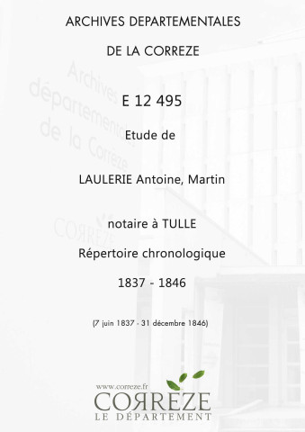 Répertoire chronologique : 7 juin 1837-31 décembre 1846