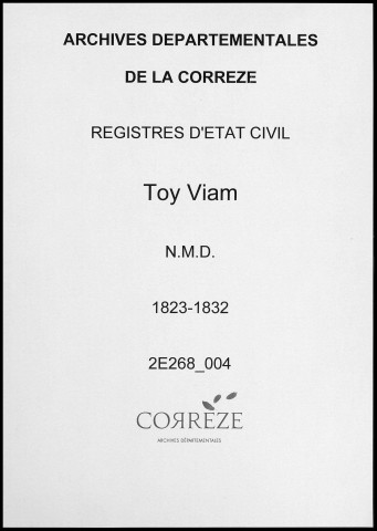 Naissances, mariages, décès (1823-1832)