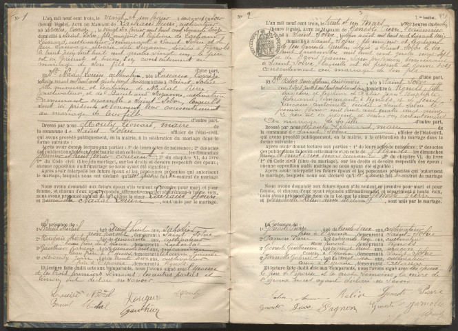 Mariages (1903-1932).