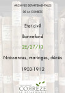 Naissances, mariages, décès (1903-1912).