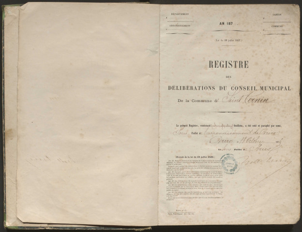 Délibérations du conseil municipal. 17 octobre 1875-27 avril 1889