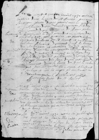 Baptêmes, mariages, sépultures (1730-1750)