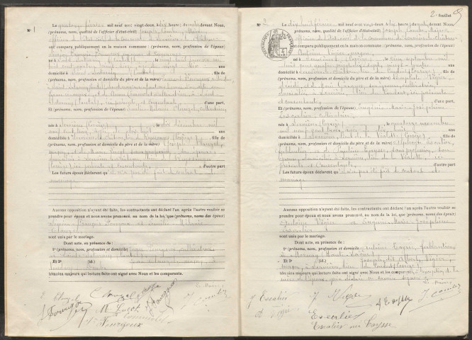 Mariages (1922-1932).