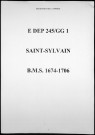 Baptêmes, mariages, sépultures (1674-1706)