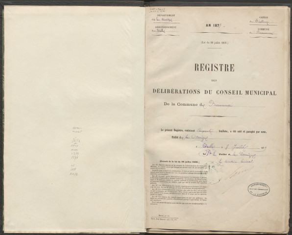 Délibérations du conseil municipal. 16 novembre 1879-30 avril 1889