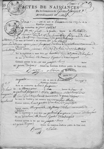 Naissances, mariages, décès (1803-1812)