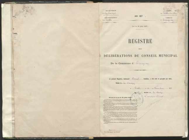 Délibérations du conseil municipal. 16 novembre 1879-15 mai 1892