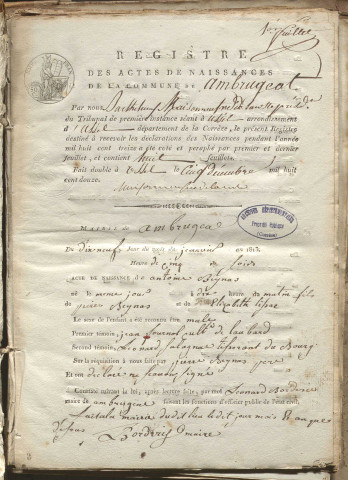 Naissances, mariages, décès (1813-1822)