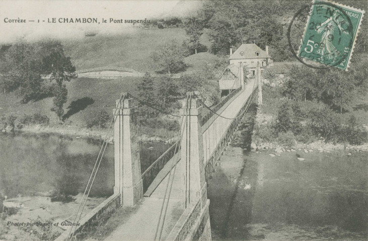 Auriac : "Corrèze - 1 - Le Chambon, le pont suspendu".