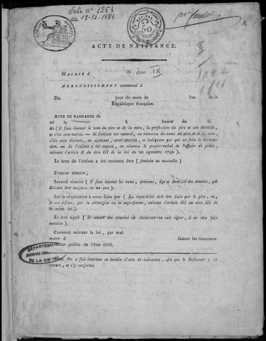 Naissances, mariages, décès (1800-1802)