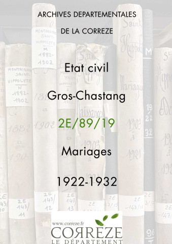 Mariages (1922-1932).