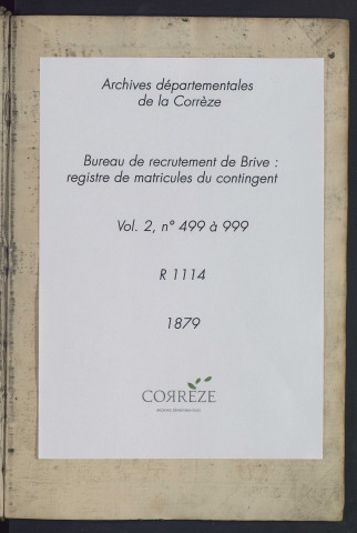 Classe 1879 : matricules 499 à 999.