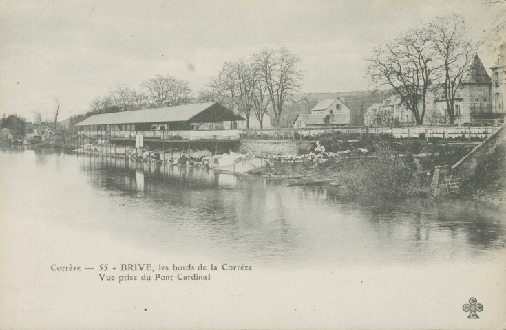 Brive-la-Gaillarde : "Corrèze - 55 - Brive, les bords de la Corrèze - Vue prise du pont Cardinal".