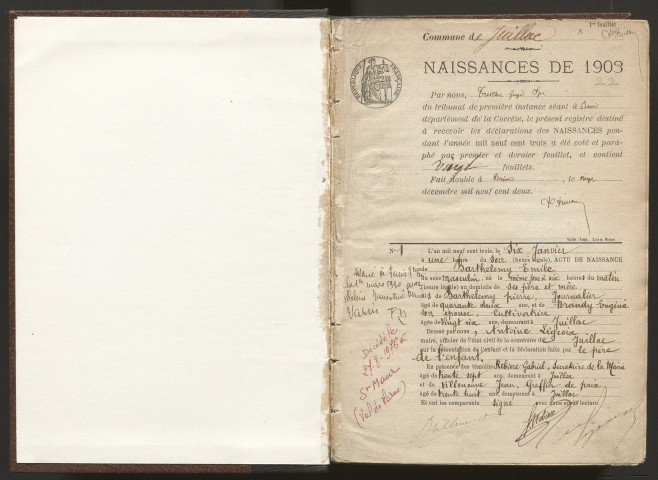 Naissances (1903-1922).