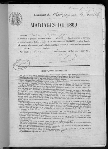 Mariages (1869-1881)