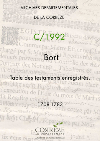 Table des testaments enregistrés..
