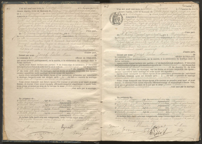 Mariages (1903-1932).