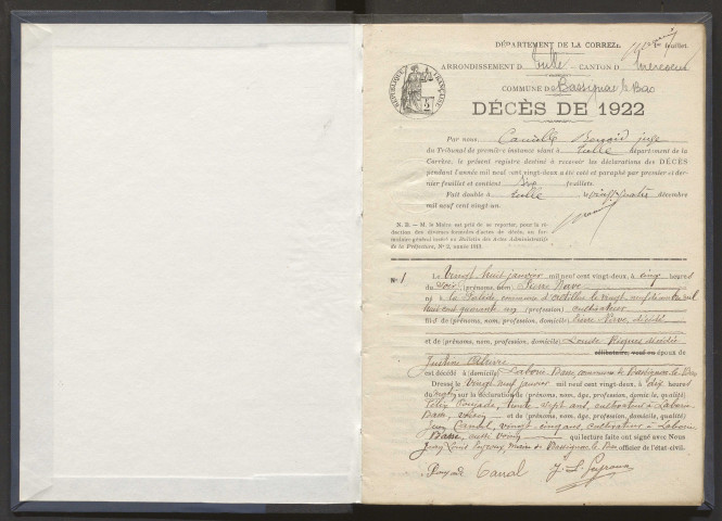 Décès (1922-1932).