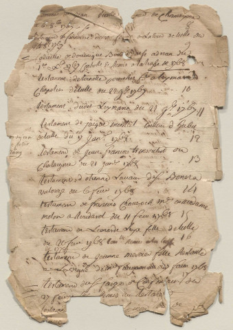 Table des testaments : 1766-1780