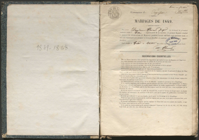 Mariages (1849-1868)