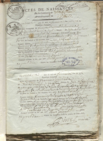 Naissances, mariages, décès (1803-1812)
