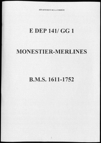 Baptêmes, mariages, sépultures (1611-1752)