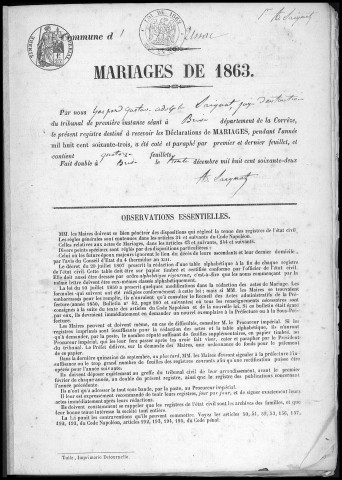 Mariages (1863-1882)