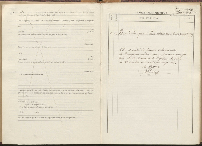 Naissances, mariages, décès (1923-1932).