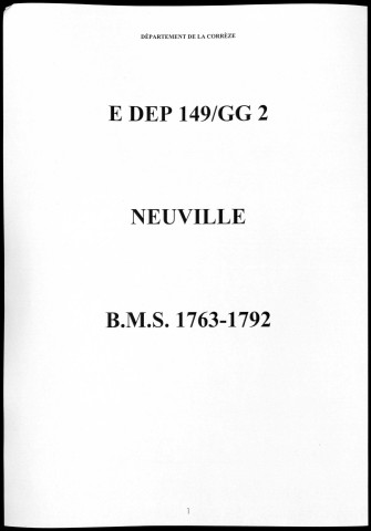 Baptêmes, mariages, sépultures (1763-1792)