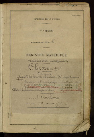Classe 1903 : matricules 1001 à 1500.