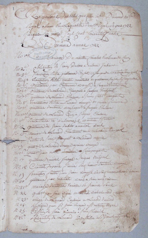 Répertoire chronologique (mai 1722-octobre 1764) ; table des testaments