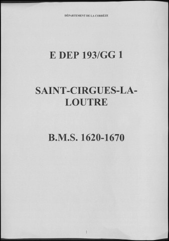 Baptêmes, mariages, sépultures (1620-1670)