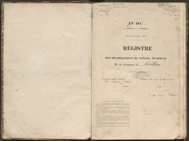 Délibérations du conseil municipal. 24 septembre 1848-24 mai 1854