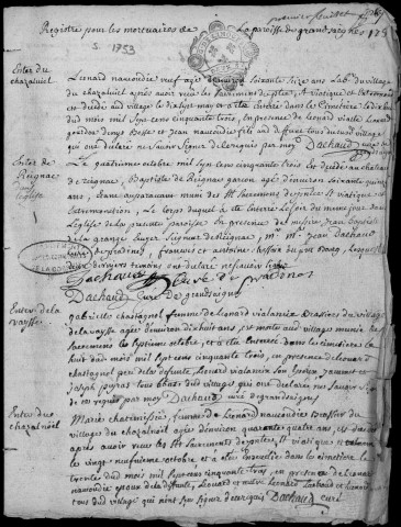 Baptêmes, mariages, sépultures (1753-1773)