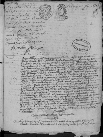 Naissances, mariages, décès (1793-1802)