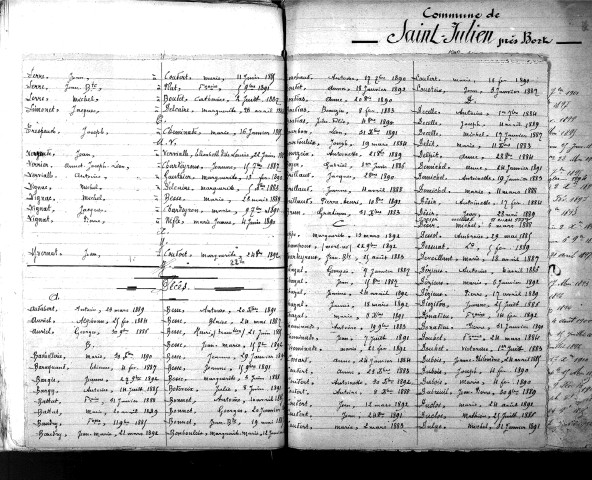 Tables décennales des décès (1883-1892)