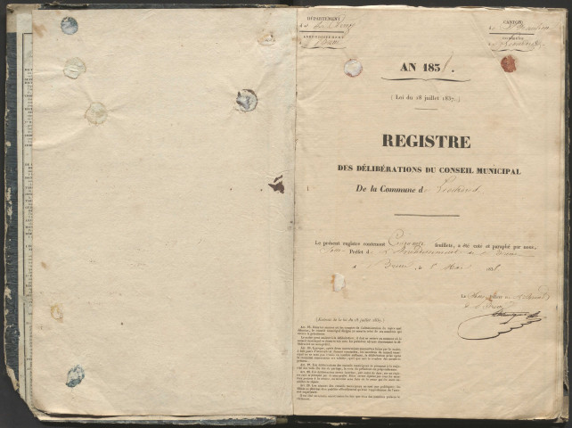 Délibérations du conseil municipal. 20 mai 1838-22 mai 1853