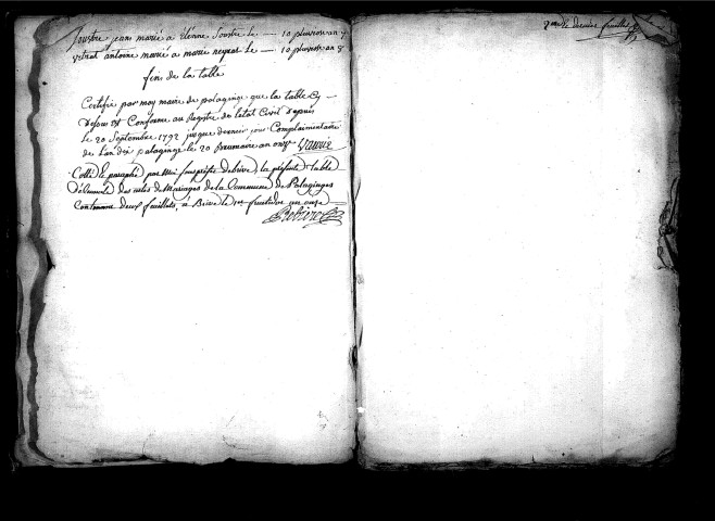 Tables décennales des mariages (1792-1802)