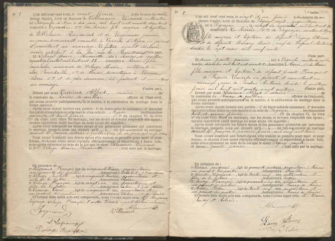 Mariages (1903-1932).