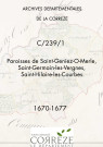 Paroisses de Saint-Geniez-O-Merle, Saint-Germain-les-Vergnes, Saint-Hilaire-les-Courbes.