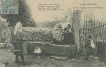 Folklore : "Notre Limousin - 2570 - Instants d'arrêt à la fontaine - Allons, courage peetit Pierre Encore un coup, fais un effort Tu parles d'aller à la guerre Fais nous donc yoir que tu es fort".