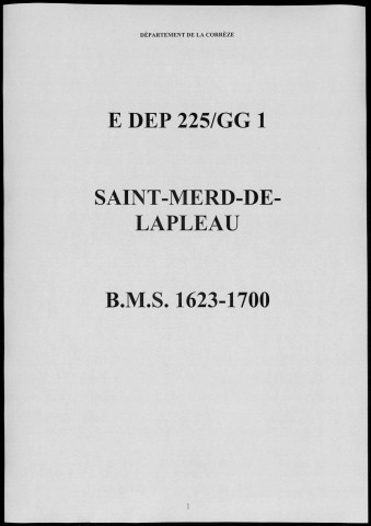 Baptêmes, mariages, sépultures (1623-1700)