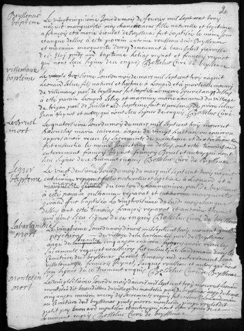 Baptêmes, mariages, sépultures (1703-1733)