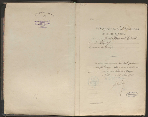 Délibérations du conseil municipal. 20 mai 1900-20 février 1927
