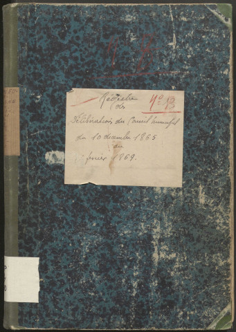 Délibérations du conseil municipal. 10 décembre 1865-14 février 1869
